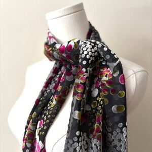 Retro Style Spring Burgundy Green Silver‎ Velvet Feel Burnout Style Silk Scarf